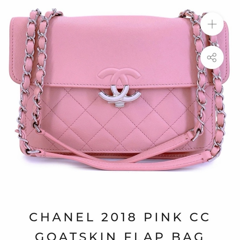 CHANEL Pink Quilted CC Flap Shoulder Bag with Silver Chain